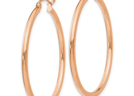 14k Rose Gold Polished Lightweight Tube Hoop Earrings (Style TE527)