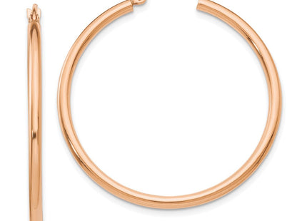 14k Rose Gold Polished Lightweight Tube Hoop Earrings (Style TE527)