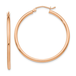 14k Rose Gold Polished Lightweight Tube Hoop Earrings (Style TE527)