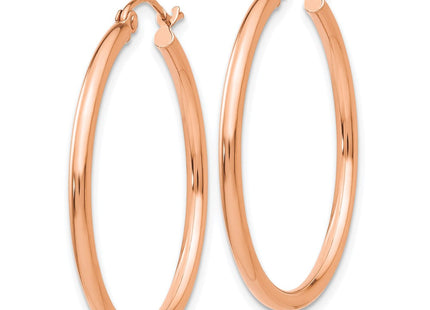 14k Rose Gold Polished Lightweight Tube Hoop Earrings (Style TE528)