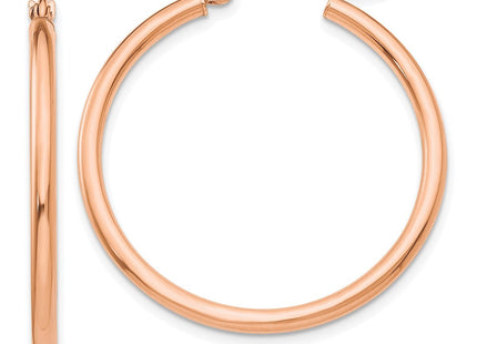 14k Rose Gold Polished Lightweight Tube Hoop Earrings (Style TE528)