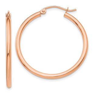 14k Rose Gold Polished Lightweight Tube Hoop Earrings (Style TE528)