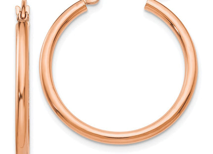 14k Rose Gold Polished Lightweight Tube Hoop Earrings (Style TE529)
