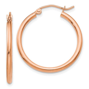 14k Rose Gold Polished Lightweight Tube Hoop Earrings (Style TE529)
