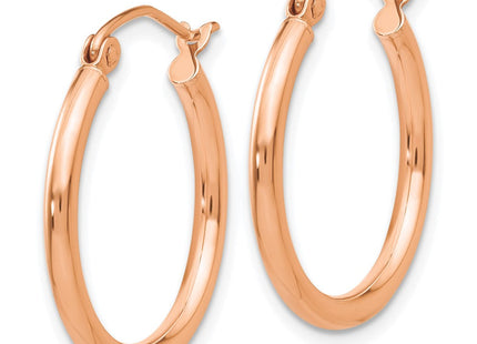 14k Rose Gold Polished Lightweight Tube Hoop Earrings (Style TE530)