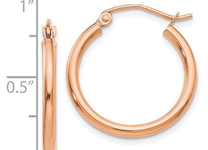14k Rose Gold Polished Lightweight Tube Hoop Earrings (Style TE530)