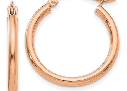 14k Rose Gold Polished Lightweight Tube Hoop Earrings (Style TE530)