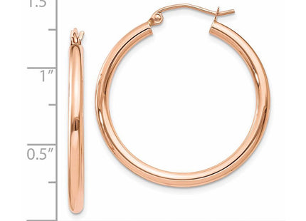 14k Rose Gold Polished Lightweight Tube Hoop Earrings (Style TE533)