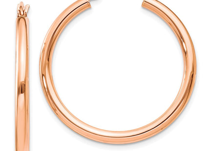 14k Rose Gold Polished Lightweight Tube Hoop Earrings (Style TE533)