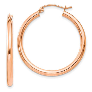 14k Rose Gold Polished Lightweight Tube Hoop Earrings (Style TE533)