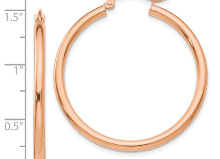 14k Rose Gold Polished Lightweight Tube Hoop Earrings (Style TE534)