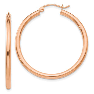 14k Rose Gold Polished Lightweight Tube Hoop Earrings (Style TE534)