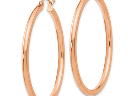 14k Rose Gold Polished Lightweight Tube Hoop Earrings (Style TE535)