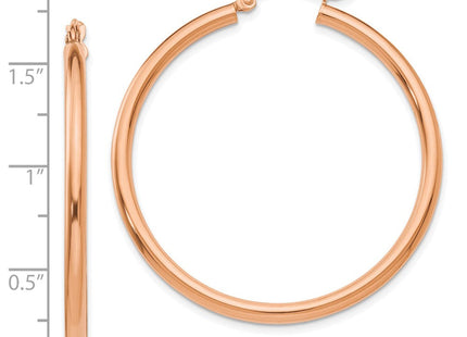 14k Rose Gold Polished Lightweight Tube Hoop Earrings (Style TE535)