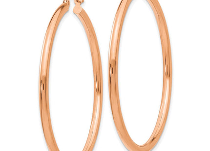 14k Rose Gold Polished Lightweight Tube Hoop Earrings (Style TE536)