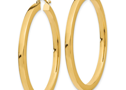 14k Polished Square Hoop Earrings, 45 x 3mm
