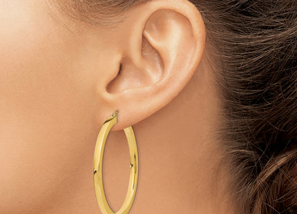 14k Polished Square Hoop Earrings, 45 x 3mm