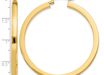 14k Polished Square Hoop Earrings, 45 x 3mm