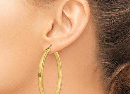 14k Polished Square Hoop Earrings, 50 x 3mm