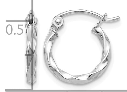 14k WG Twist Polished Hoop Earring, 10 x 2mm