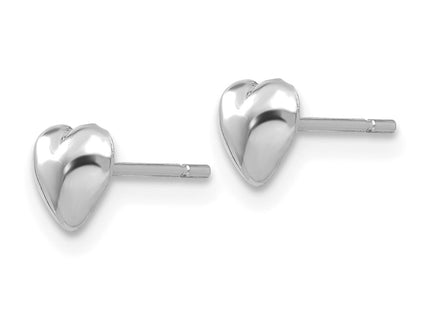 14K white gold heart earrings, alternate view