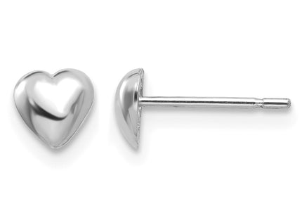 14K white gold heart earrings