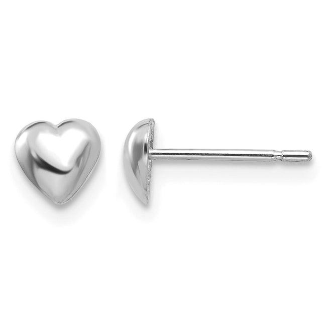 14K White Gold Polished Heart Post Earrings, 4.95 x 4.75mm