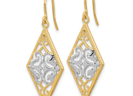 14k Yellow & Rhodium Earrings Style TE600 - Classique Jewelry Inc.