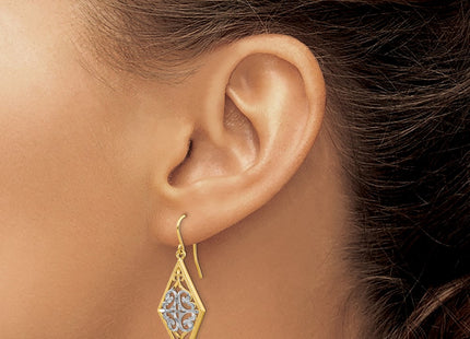 14k Yellow & Rhodium Earrings Style TE600 - Classique Jewelry Inc.