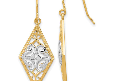 14k Yellow & Rhodium Earrings Style TE600 - Classique Jewelry Inc.