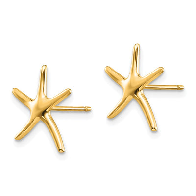 14K Starfish Post Earrings, 14 x 12mm