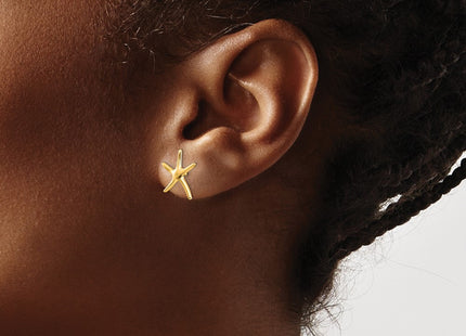 14K gold starfish earrings, another view