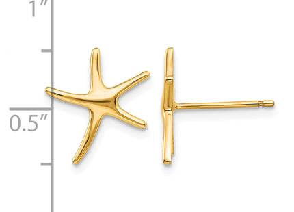 14k Starfish Post Earrings, 14 x 12mm
