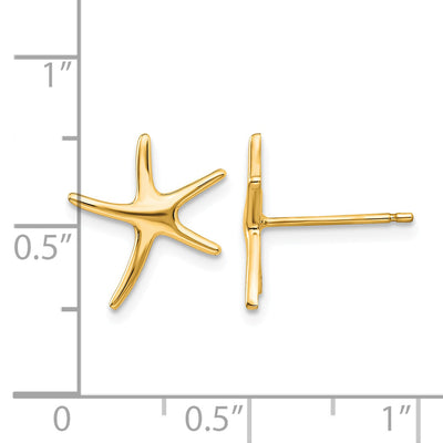 14K Starfish Post Earrings, 14 x 12mm