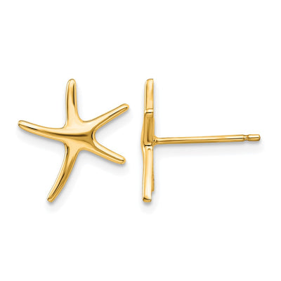 14K Starfish Post Earrings, 14 x 12mm