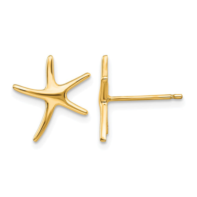 14k Starfish Post Earrings, 14 x 12mm