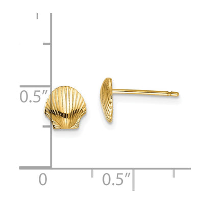 14K Mini Scallop Shell Post Earrings