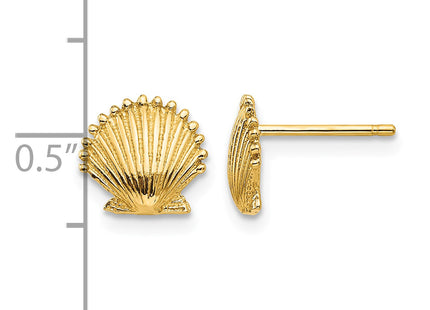 14k Scallop Shell Post Earrings, 8 x 9mm