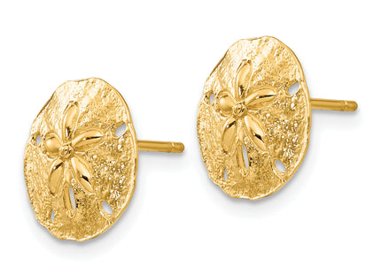 14K Sand Dollar Post Earrings, 12 x 12mm