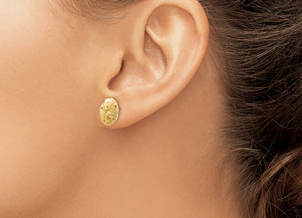 14K Sand Dollar Post Earrings, 12 x 12mm