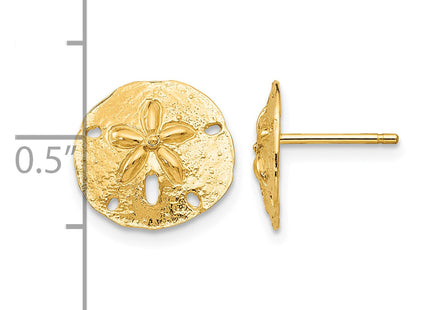 14K Sand Dollar Post Earrings, 12 x 12mm