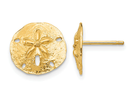 14K Sand Dollar Post Earrings, 12 x 12mm