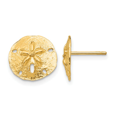 14K Sand Dollar Post Earrings, 12 x 12mm