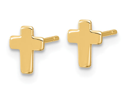 14K gold cross earrings, alternate view
