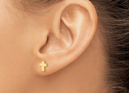 14K gold cross earrings, another view