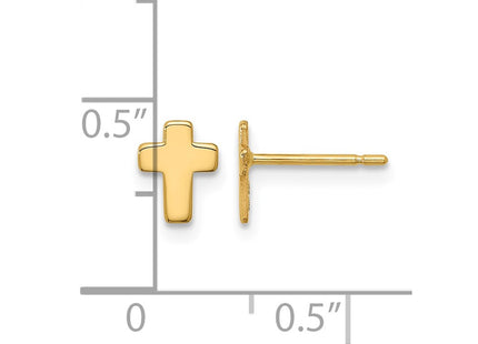 14K gold cross earrings, further view