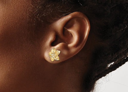 14K gold flower earrings, another view