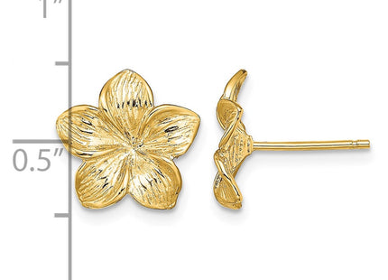 14K gold flower earrings, further view