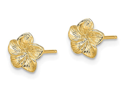 14K Plumeria Flower Post Earrings (Style TE724)