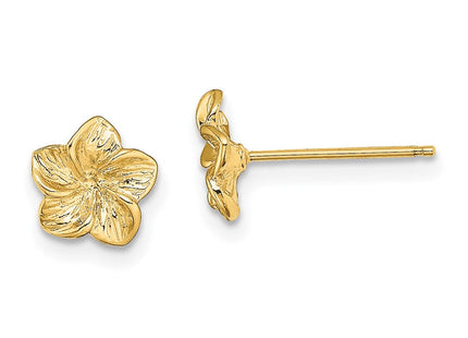 14K Plumeria Flower Post Earrings (Style TE724)